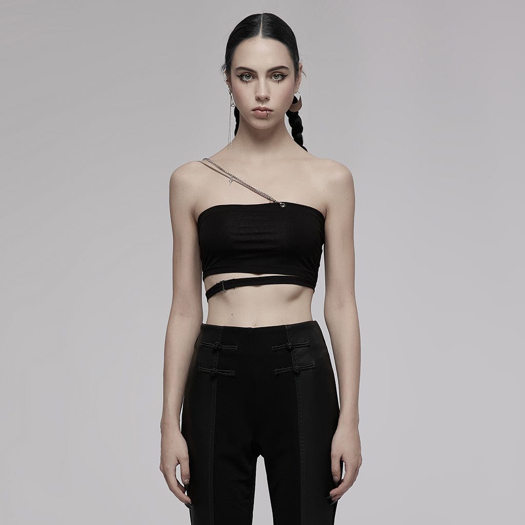 Punk Rave Women's Punk Metal Chain Tube Top