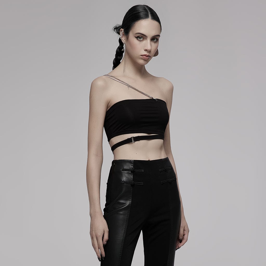 Punk Rave Women's Punk Metal Chain Tube Top
