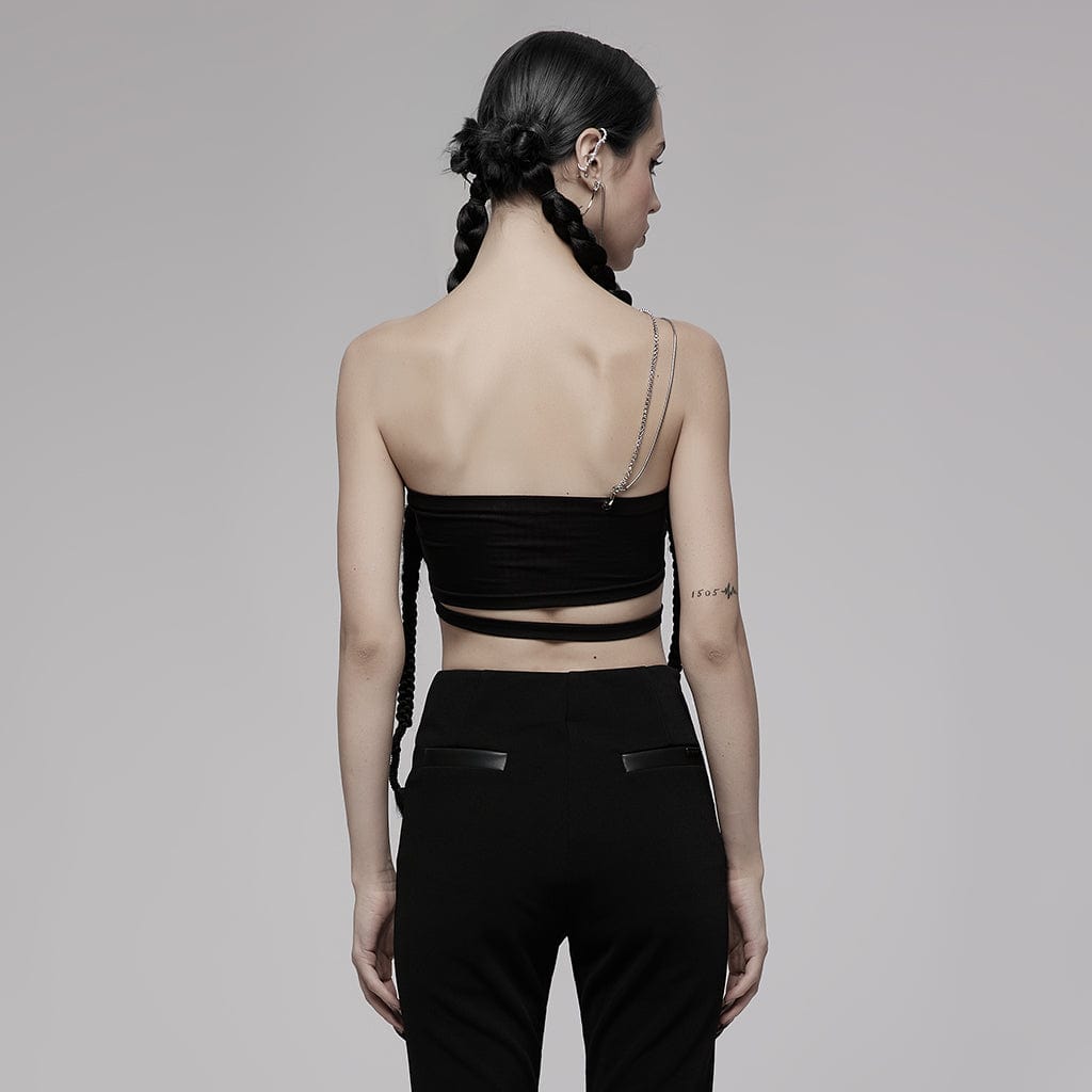 Punk Rave Women's Punk Metal Chain Tube Top