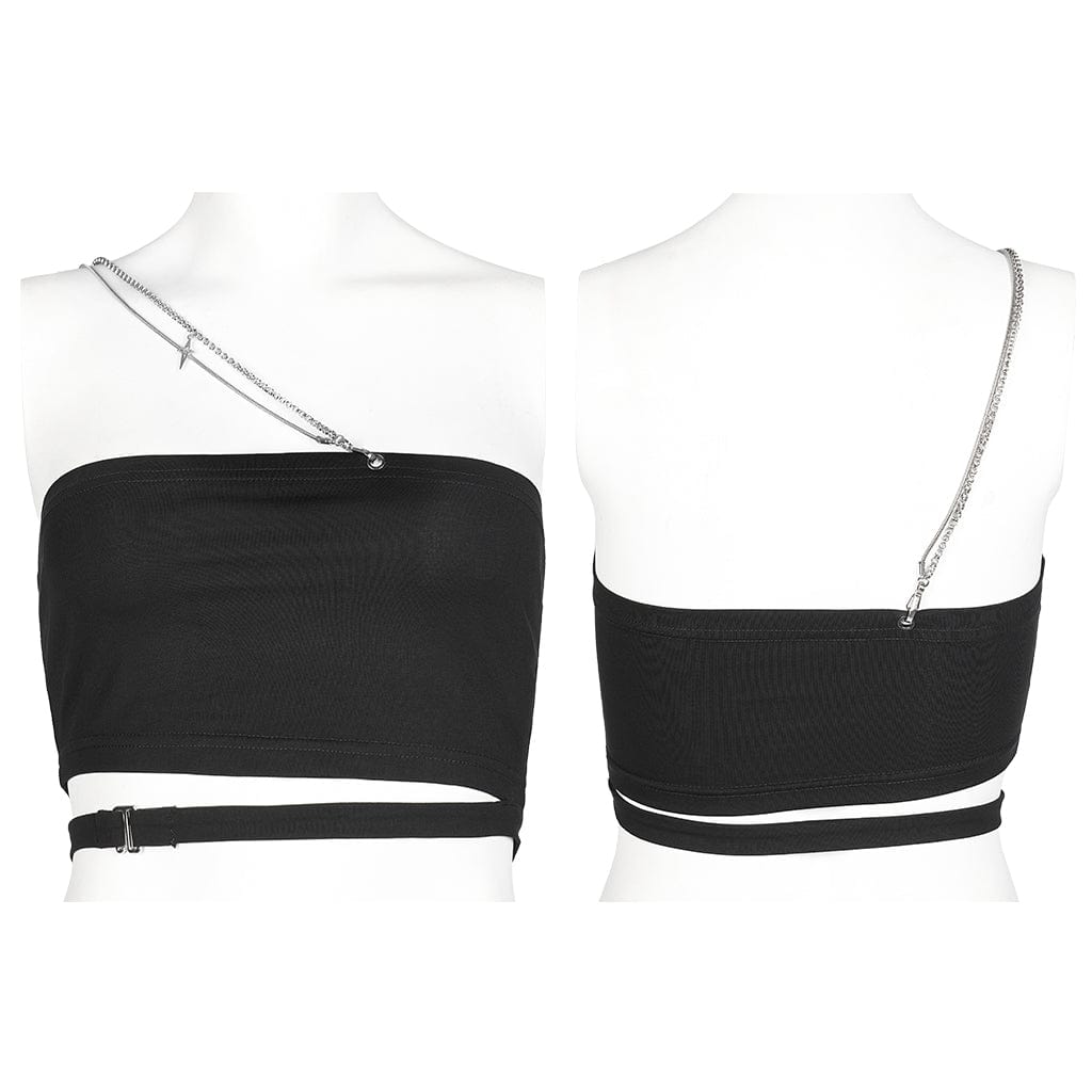 Punk Rave Women's Punk Metal Chain Tube Top