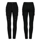 PUNK RAVE Women's Punk Multi-Pocket Buckle Jeans