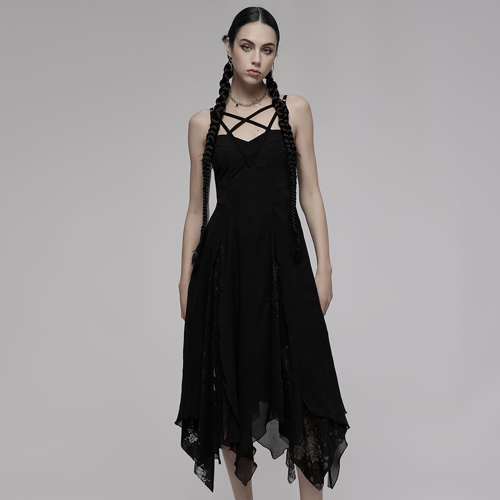 Punk Rave Women's Punk Multilayer Lace Slip Dress