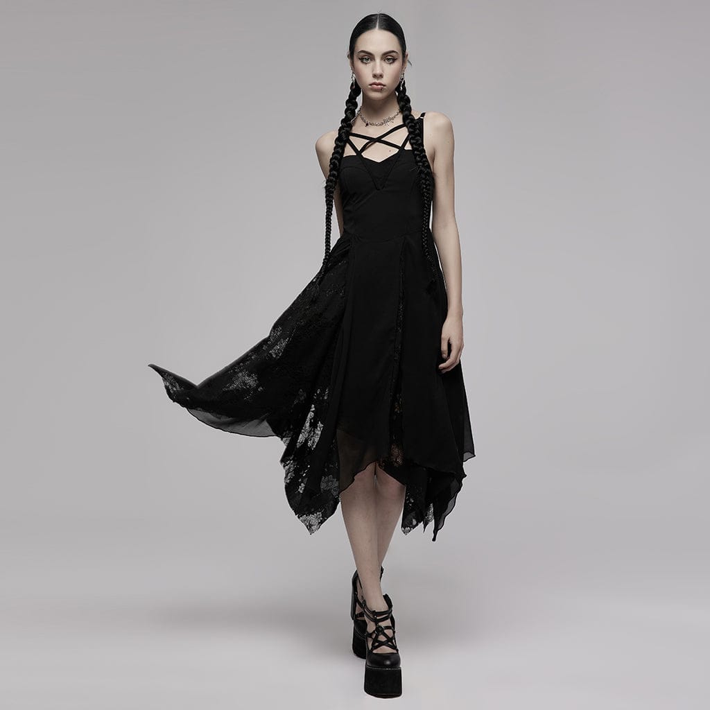 Punk Rave Women's Punk Multilayer Lace Slip Dress