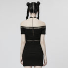 PUNK RAVE Women's Punk Off Shoulder Mesh Splice Dress