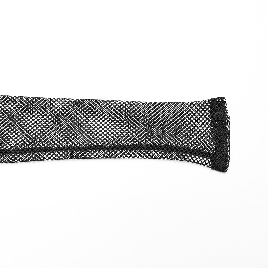 PUNK RAVE Women's Punk Off Shoulder Ripped Mesh Top