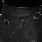 PUNK RAVE Women's Punk Plaid Splice Faux Leather Skirt with Belt