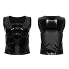 PUNK RAVE Women's Punk Plunging Buckles Patent Leather Vest