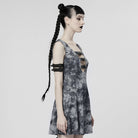 PUNK RAVE Women's Punk Plunging Tie-dyed Sleeveless Dress