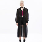 Punk Rave Women's Punk Puff Sleeved Sheer Long Coat