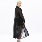 Punk Rave Women's Punk Puff Sleeved Sheer Long Coat