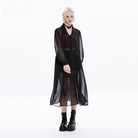 Punk Rave Women's Punk Puff Sleeved Sheer Long Coat