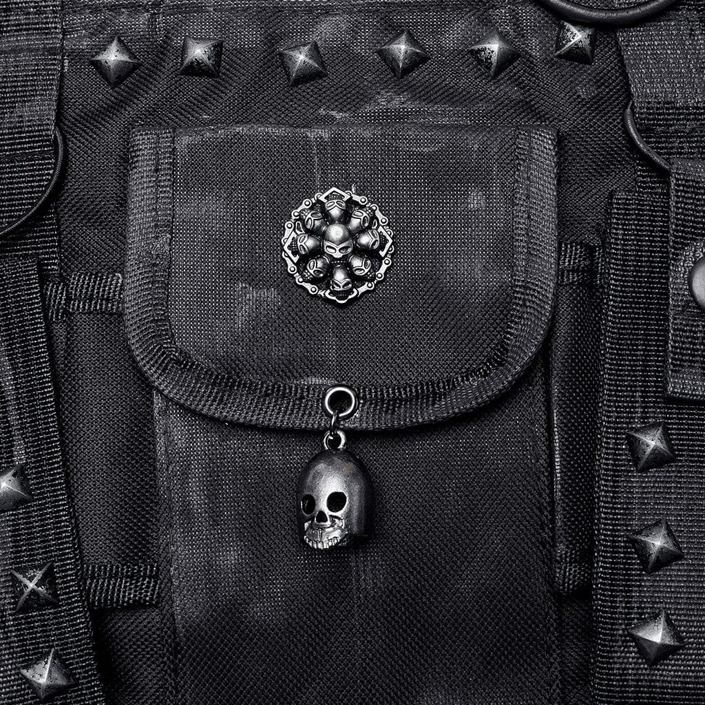 PUNK RAVE Women's Punk Rivets Skull Strap Bag