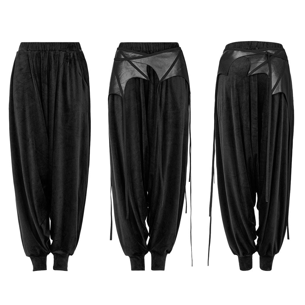 PUNK RAVE Women's Punk Sagging Pants with Bat Waistband