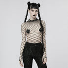 PUNK RAVE Women's Punk Sheer Mesh Bodysuit