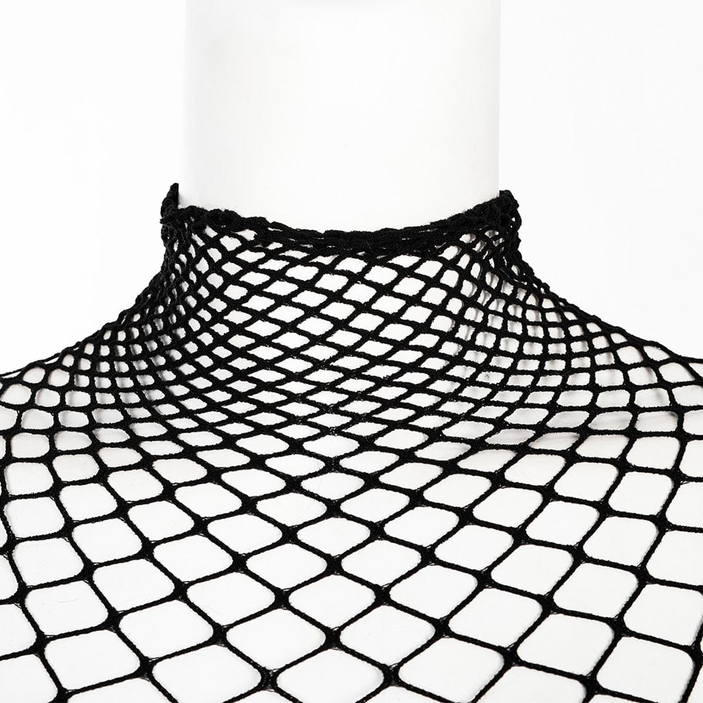 PUNK RAVE Women's Punk Sheer Mesh Bodysuit