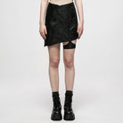 Punk Rave Women's Punk Side Zip Jacquard Short Skirt with Garter