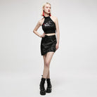 Punk Rave Women's Punk Side Zip Jacquard Short Skirt with Garter