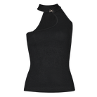 PUNK RAVE Women's Punk Slash Shoulder Cheongsam Collar Tank Top