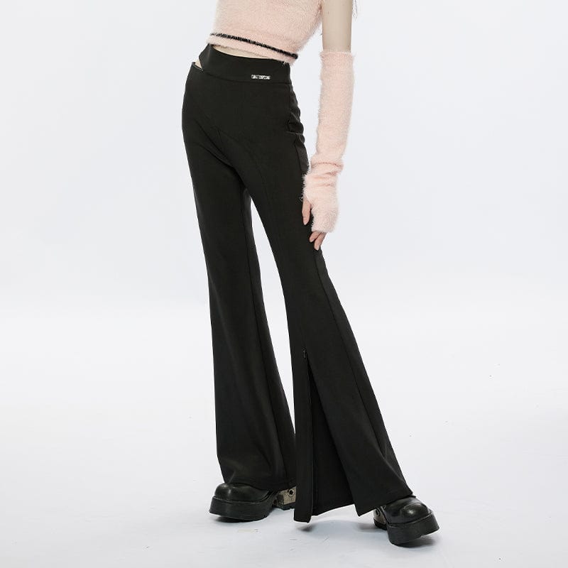 PUNK RAVE Women's Punk Split Flared Pants