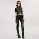 PUNK RAVE Women's Punk Stand Collar Patent Leather Body Harness