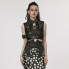 PUNK RAVE Women's Punk Stand Collar Ripped Cape