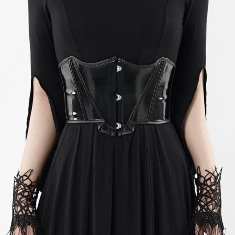 PUNK RAVE Women's Punk Strappy Patent Leather Belt