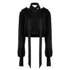 PUNK RAVE Women's Punk Strappy Puff Sleeved Plunging Shirt