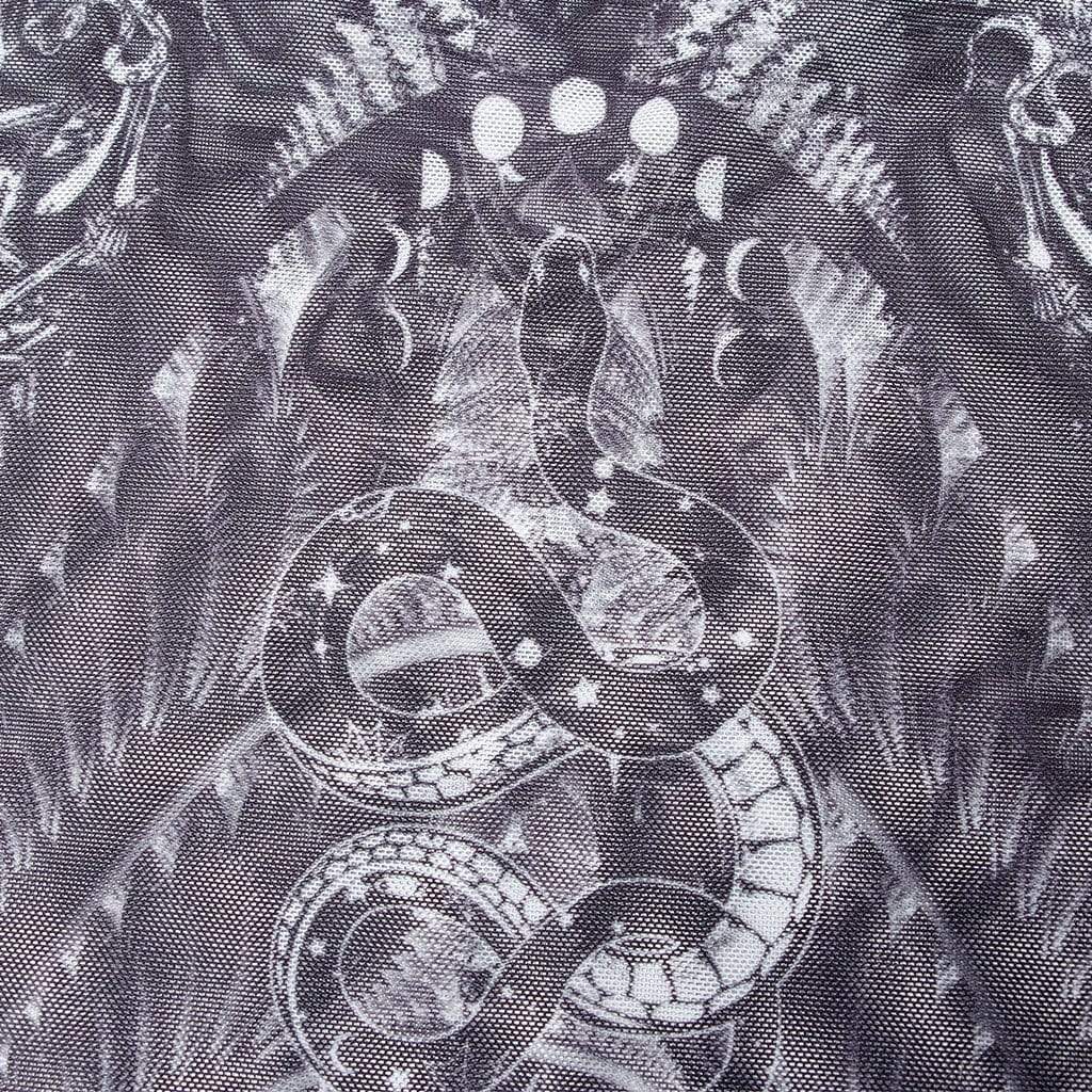 Punk Rave Women's Punk Strappy Skull Printed Sheer Mesh Top