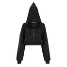 PUNK RAVE Women's Punk Tassels Knot Drawstring Jacket with Witch Hood