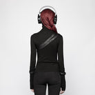 Women's Punk Turtleneck Side Zip Long Sleeved T-shirt With Straps