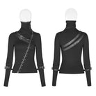 Women's Punk Turtleneck Side Zip Long Sleeved T-shirt With Straps