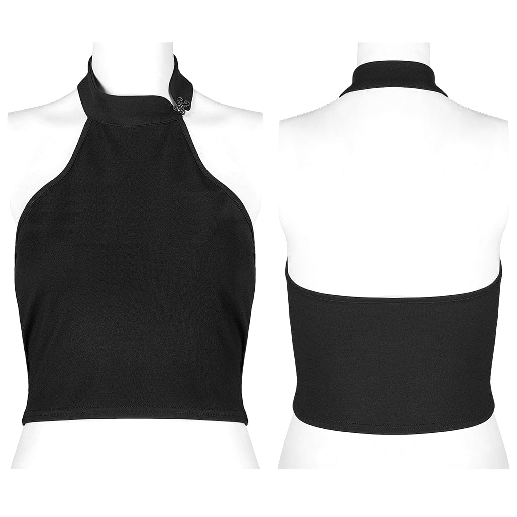 Punk Rave Women's Punk Vintage Halterneck Crop Top