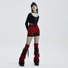 Women's Punk Woolen Long Boots Sets with Adjustable Straps