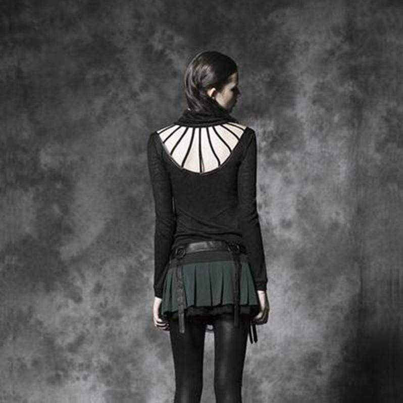 Women's Gothic Straps Pleated Skirt with Belt