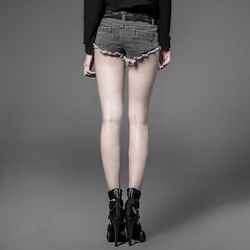 Women's Punk Lace Denim Shorts