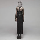 Women's Steampunk Buckle Up Side Slit Maxi Skirt