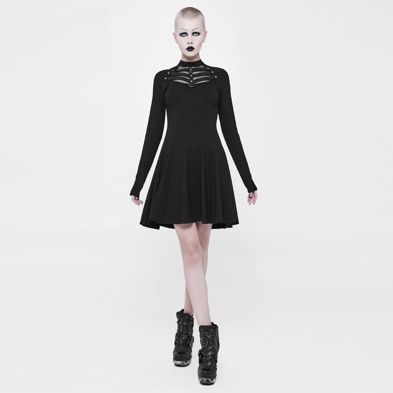 Women's Spiderweb Neck Punk Dress