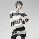 Women's Striped Ripped Casual Sweater