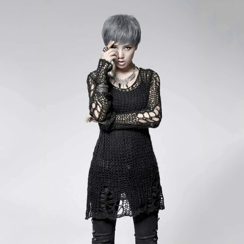 Women's Striped Ripped Casual Sweater