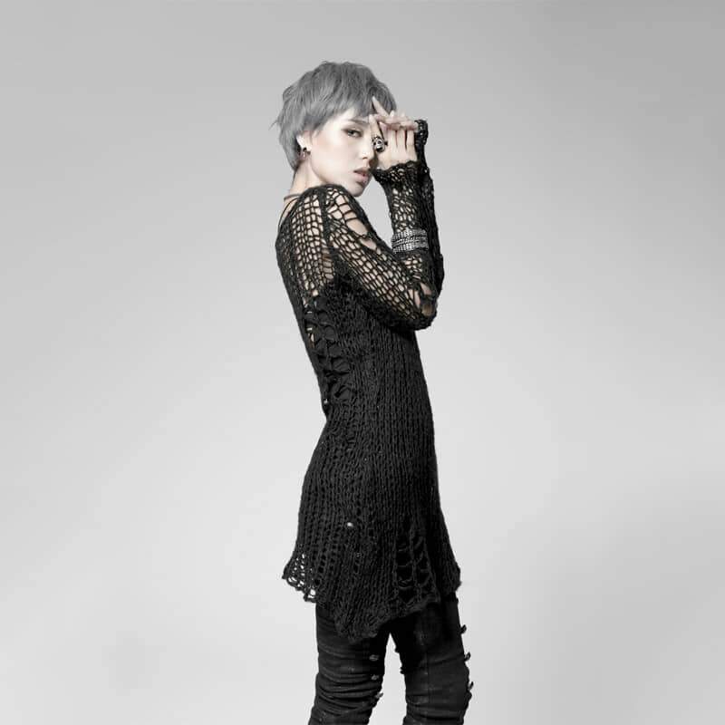 Women's Striped Ripped Casual Sweater