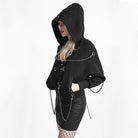 Women's Punk Cross Mental Chain Hoodies Black