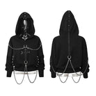 Women's Punk Cross Mental Chain Hoodies Black