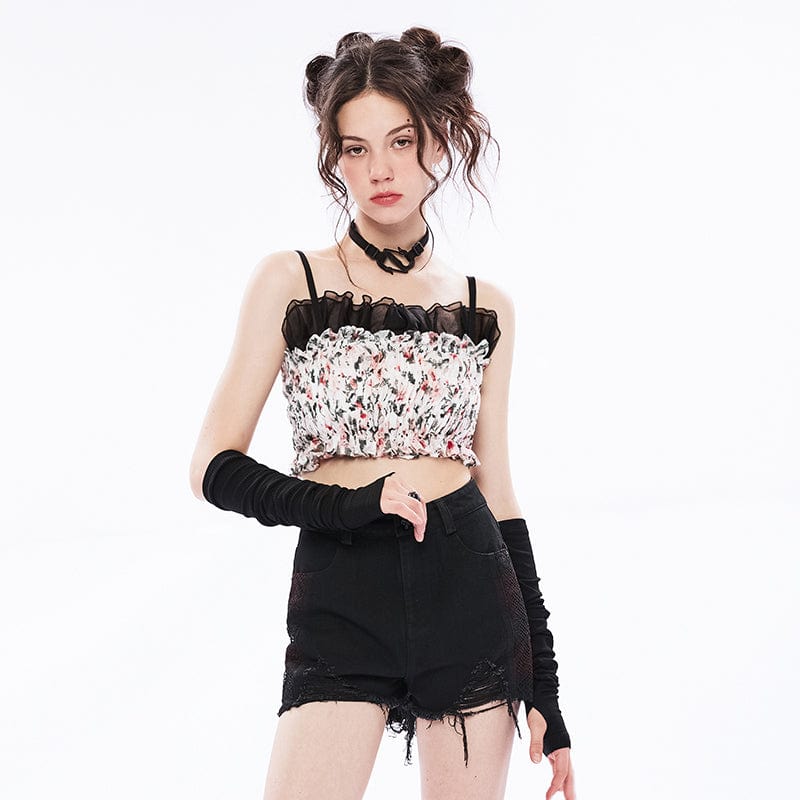 PUNK RAVE Women's Vintage Floral Lace Bustier
