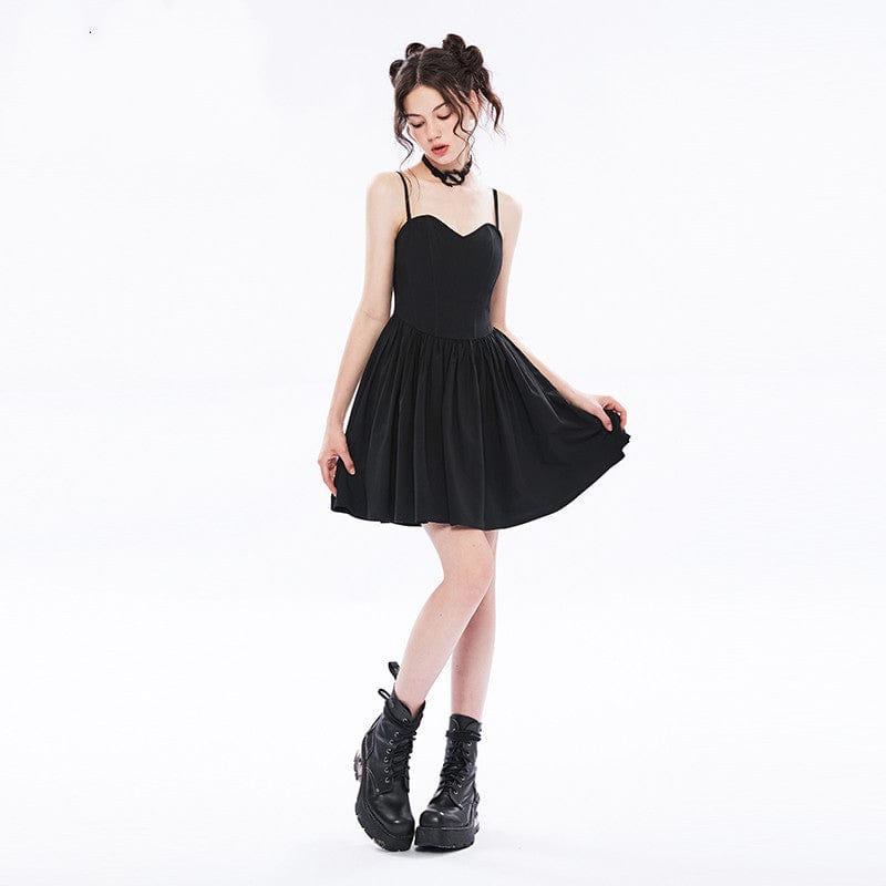 PUNK RAVE Women's Vintage Punk Black Little Dress
