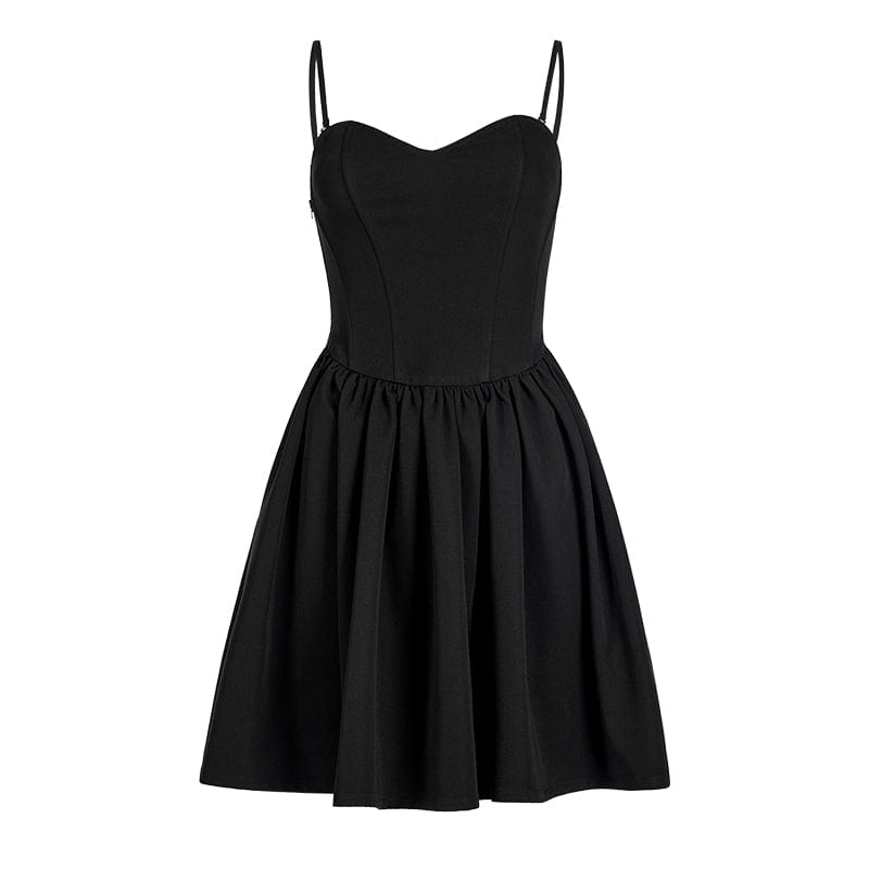 PUNK RAVE Women's Vintage Punk Black Little Dress