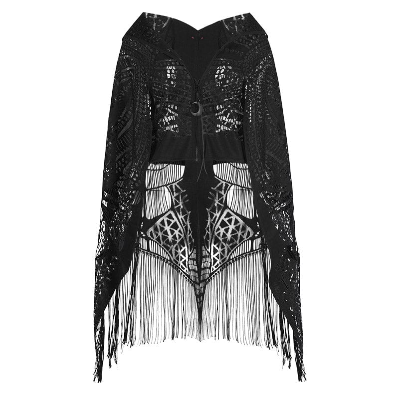 PUNK RAVE Women's Vintage Tassels Cloak