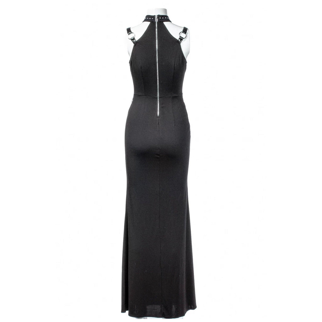 RNG Women's Gothic Cutout Split Halterneck Dress