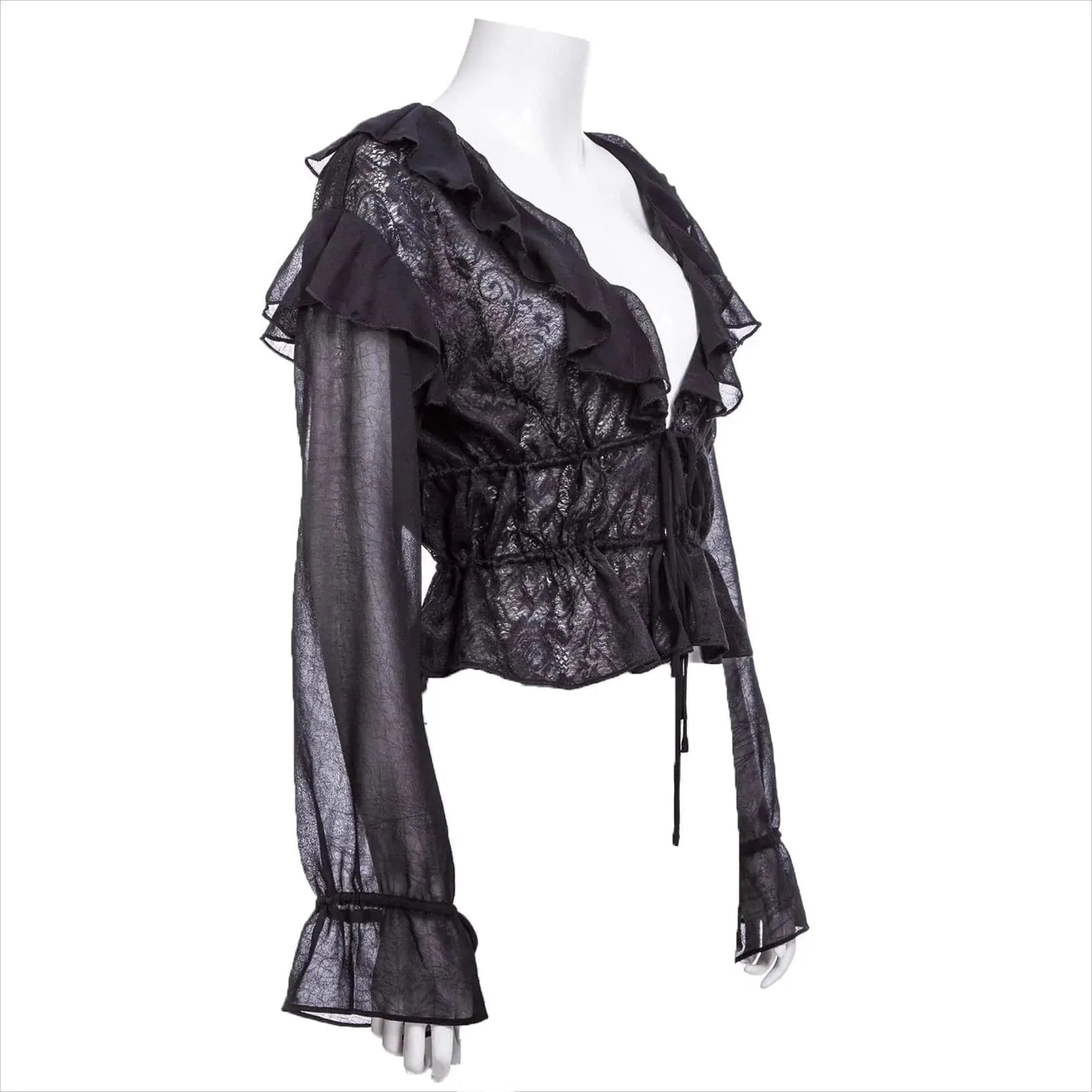 RNG Women's Gothic Plunging Ruffled Lace Shirt