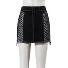 RNG Women's Grunge Contrast Color Buckle Skirt White