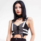 RNG Women's Grunge Contrast Color Buckle Vest White